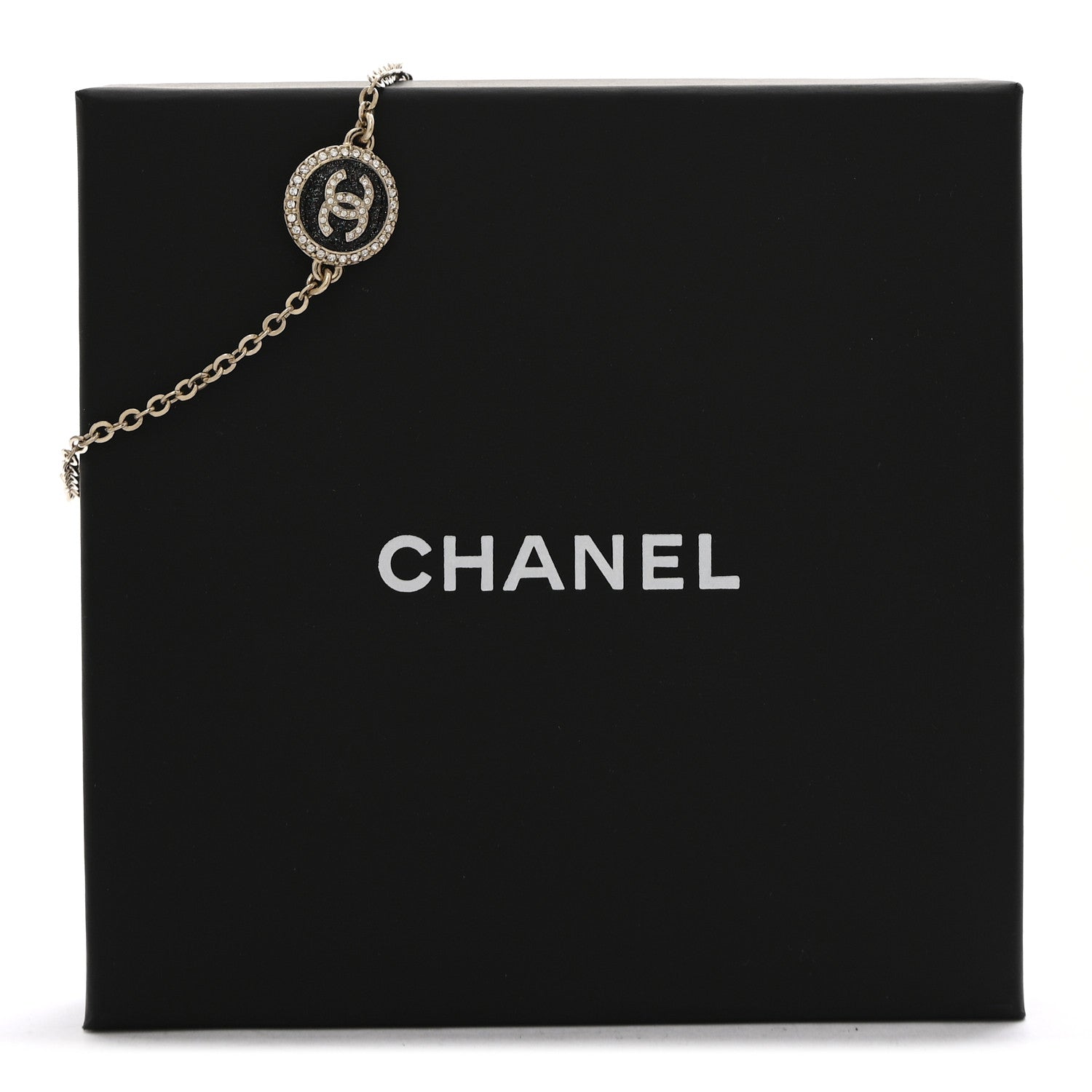 Metal Resin Crystal CC Bracelet Gold Black