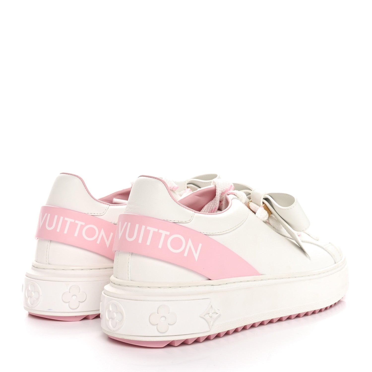 Calfskin Time Out Bow Sneakers 38 White Pink