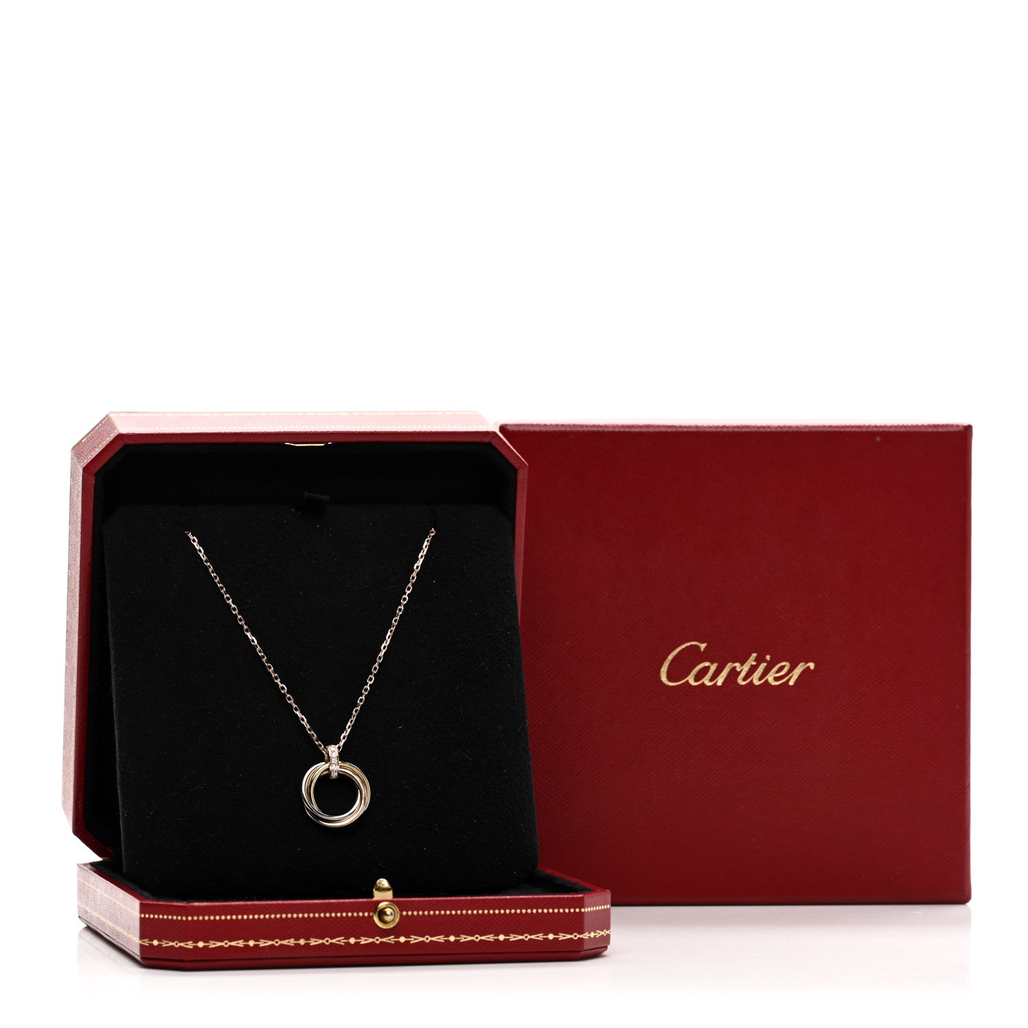 18K Pink White Yellow Gold Diamond Trinity Pendant Necklace