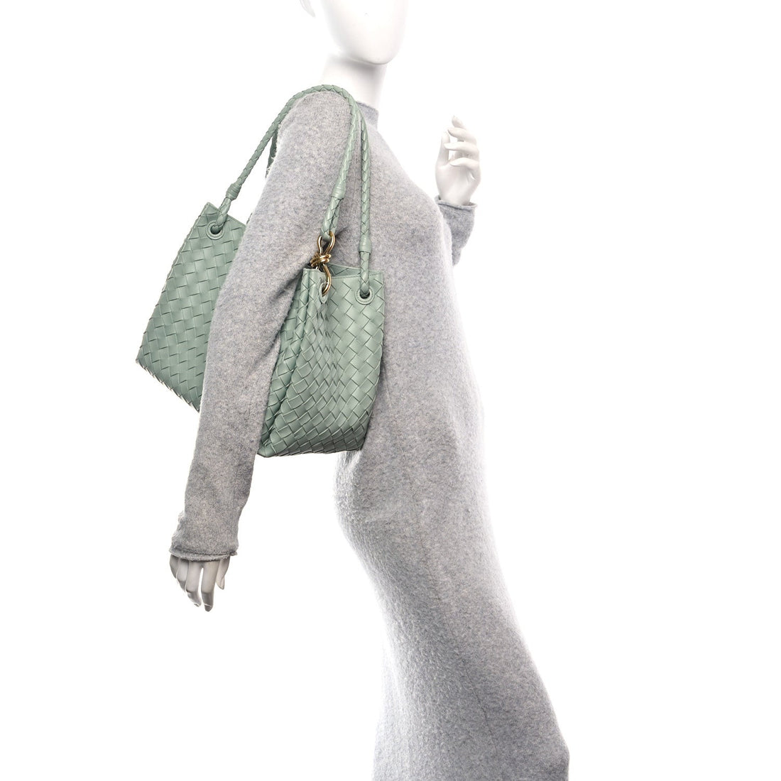 Nappa Intrecciato Large Andiamo Parachute Shoulder Bag New Sauge