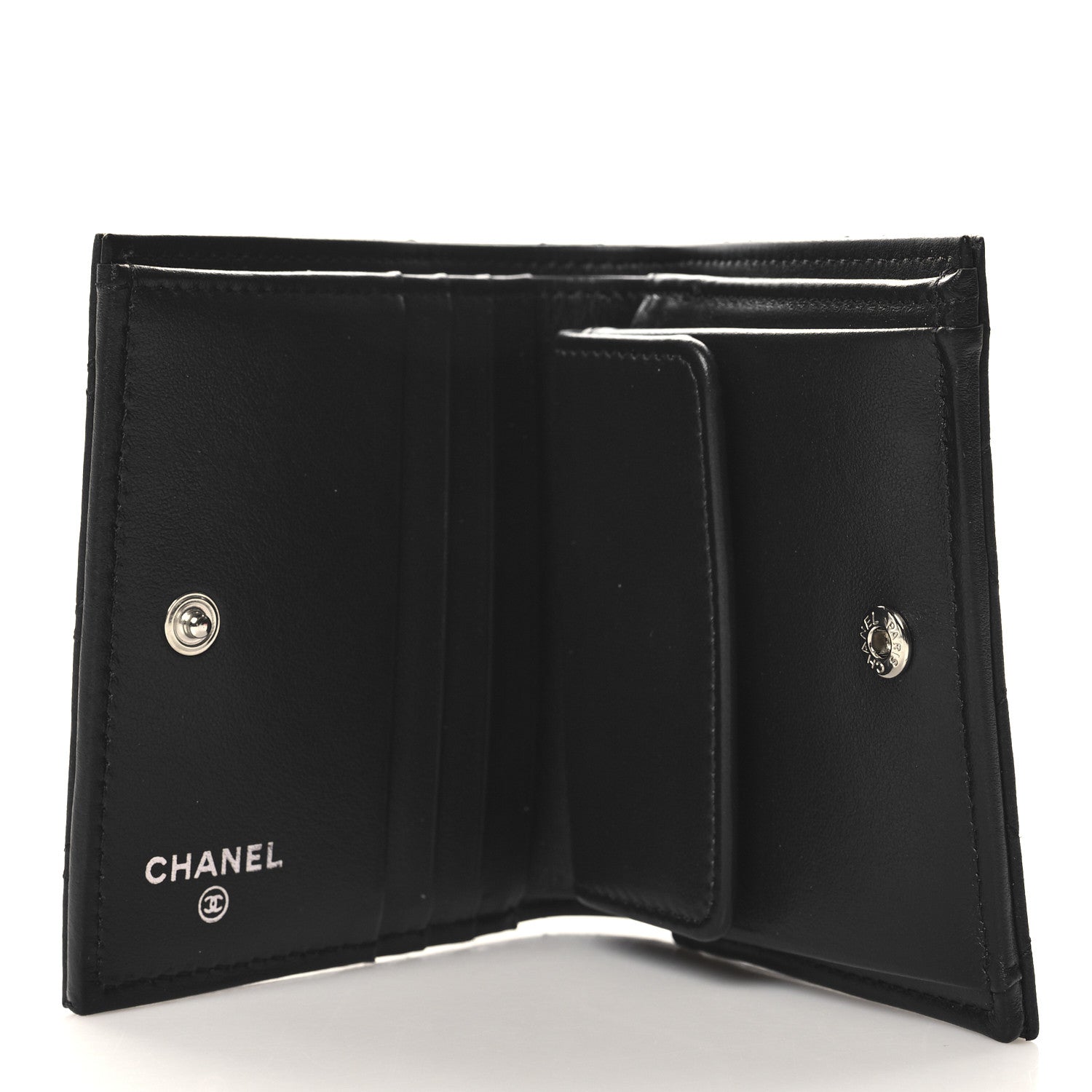 Calfskin Quilted Compact Bifold Wallet So Black