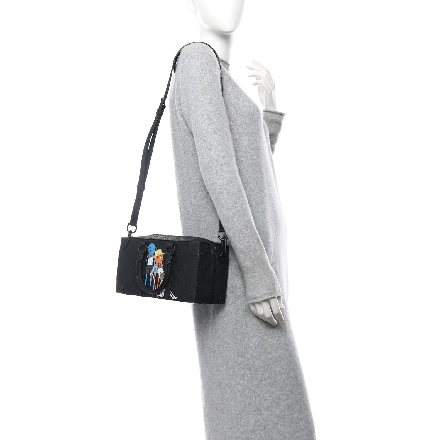 Taurillon Monogram Cartoon LV Friends Speedy Soft Trunk Black