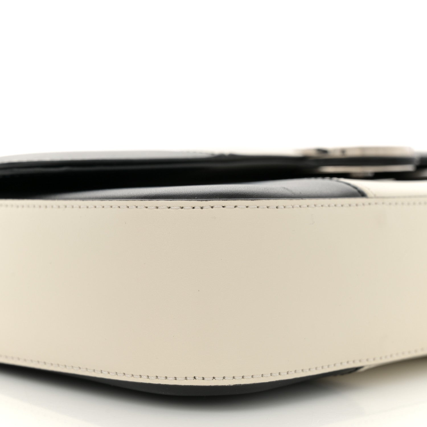 Senna Calfskin Lines Petite GG Top Handle Shoulder Bag Black Mystic White