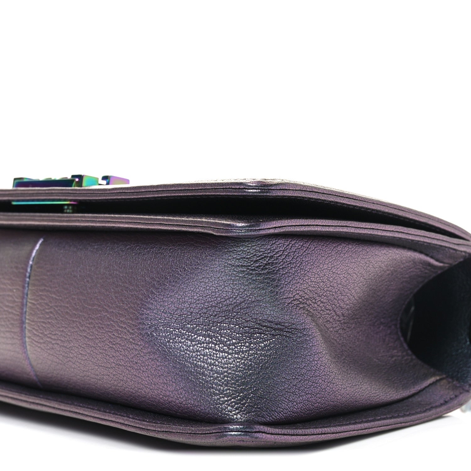 Iridescent Goatskin Quilted Medium Boy Flap Purple