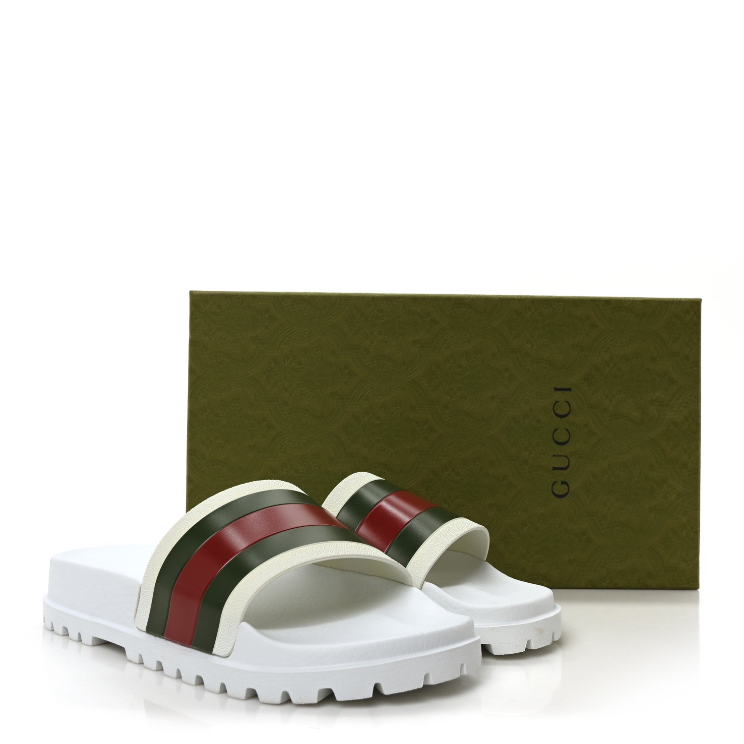 Rubber Web Mens Lug Sole Slide Sandals 8 Great White Vert Red