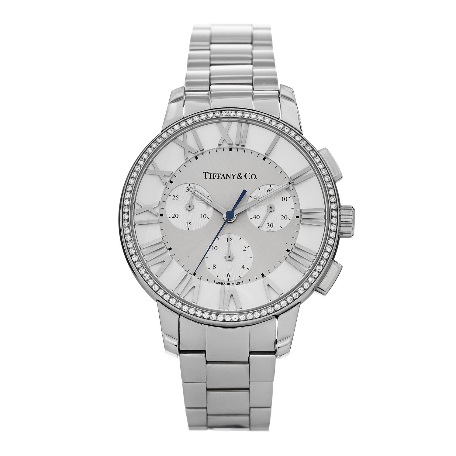 Stainless Steel Diamond Bezel 36mm Atlas Dome Chronograph Quartz Watch