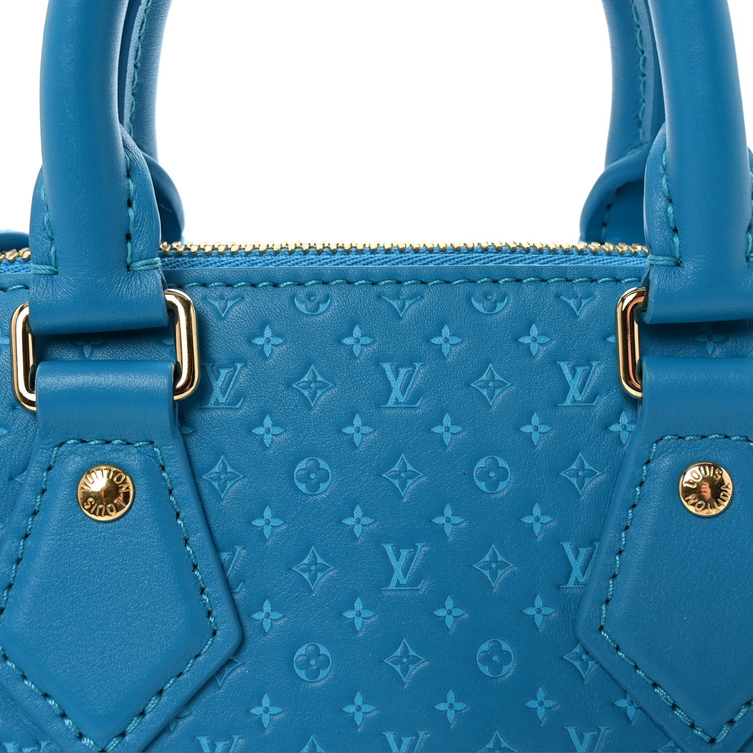 Calfskin Nanogram Embossed Speedy Bandouliere 20 Blue