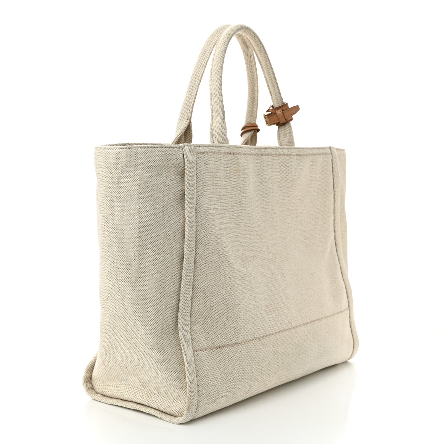 Linen Vitello Large Logo Tote Natural