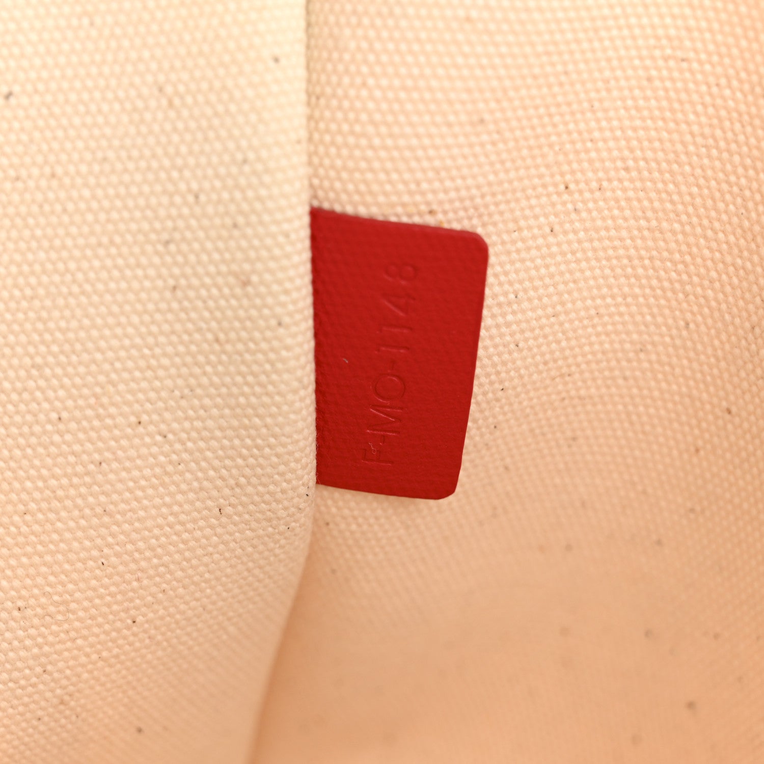 Cotton Canvas Calfskin Made In Large Pouch Red