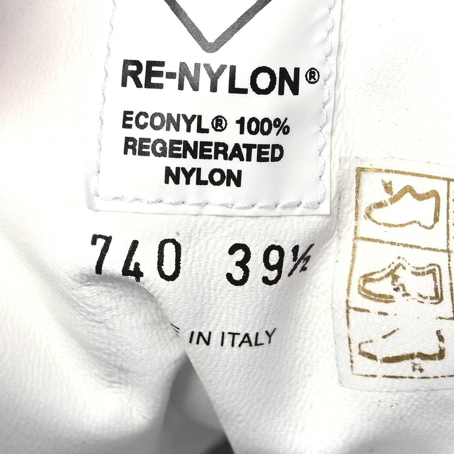 Re-Nylon Gabardine Rubber Triangle Logo Quilted Mens Rush Piuma 50mm Mid Sneakers 39.5 Deserto