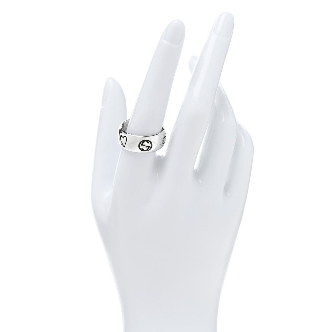 Sterling Silver Wide Blind for Love Band Ring 61 9.5