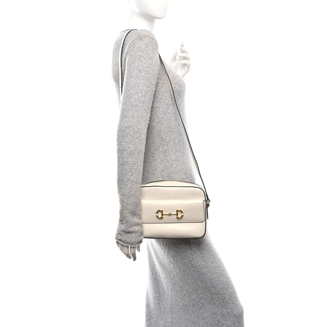 Azalea Calfskin Small Horsebit 1955 Shoulder Bag Mystic White