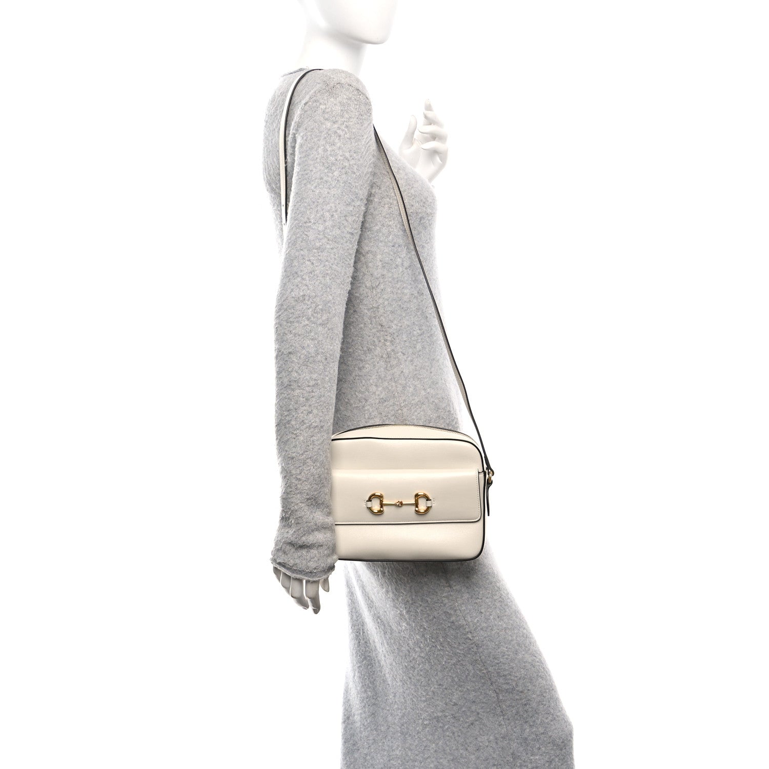 Azalea Calfskin Small Horsebit 1955 Shoulder Bag Mystic White