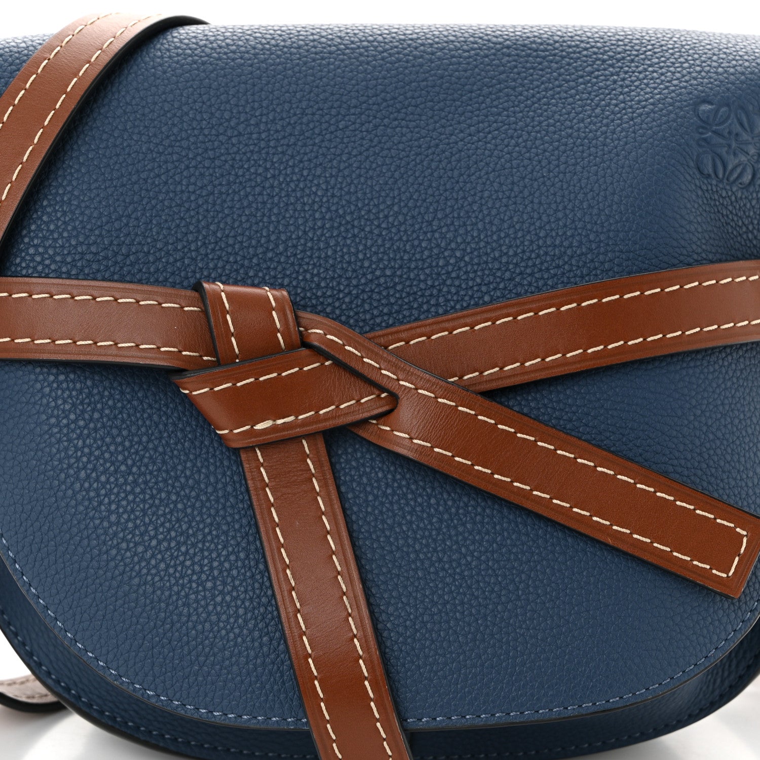 Grained Calfskin Small Gate Crossbody Bag Varsity Blue Pecan