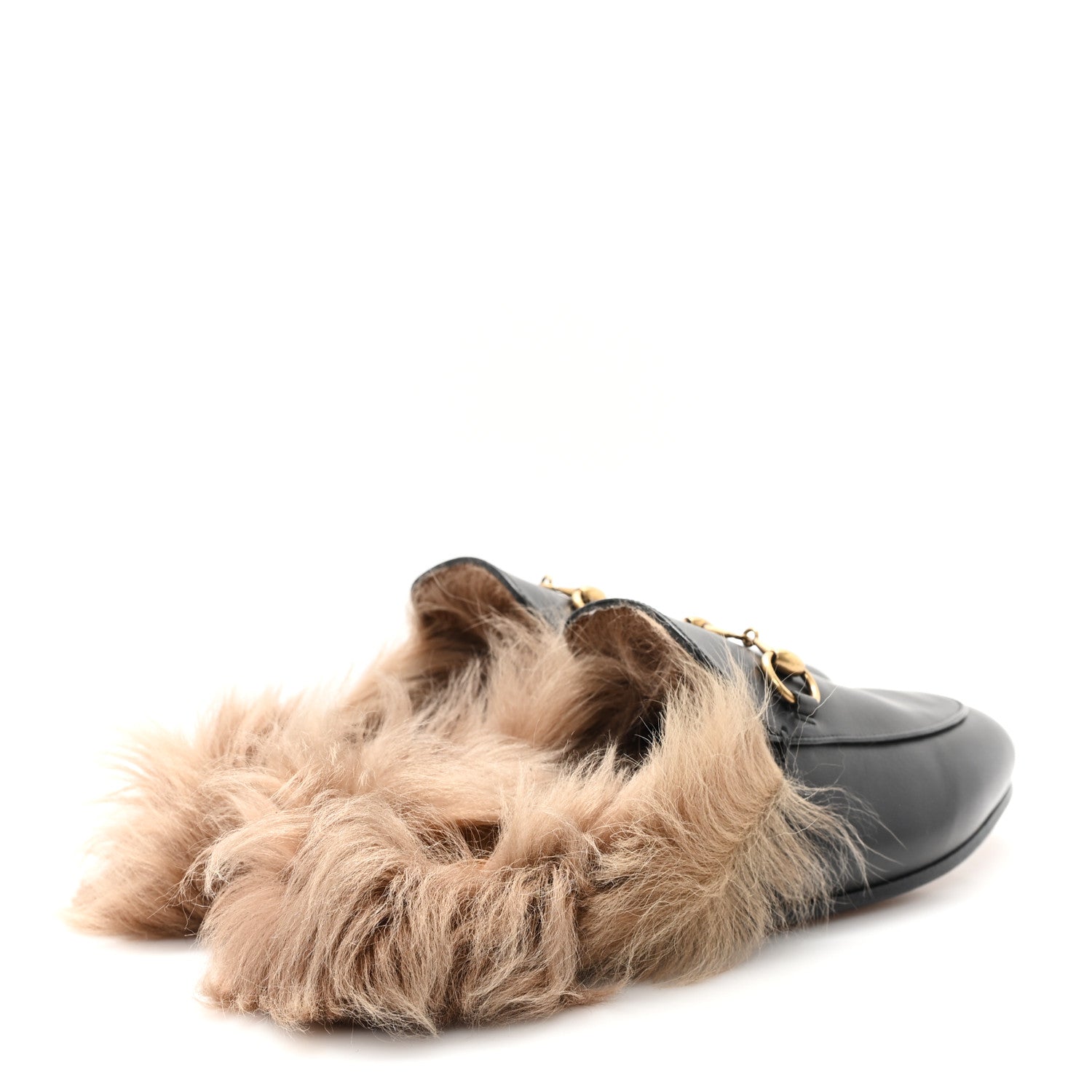 Calfskin Fur Womens Princetown Slippers 36 Black