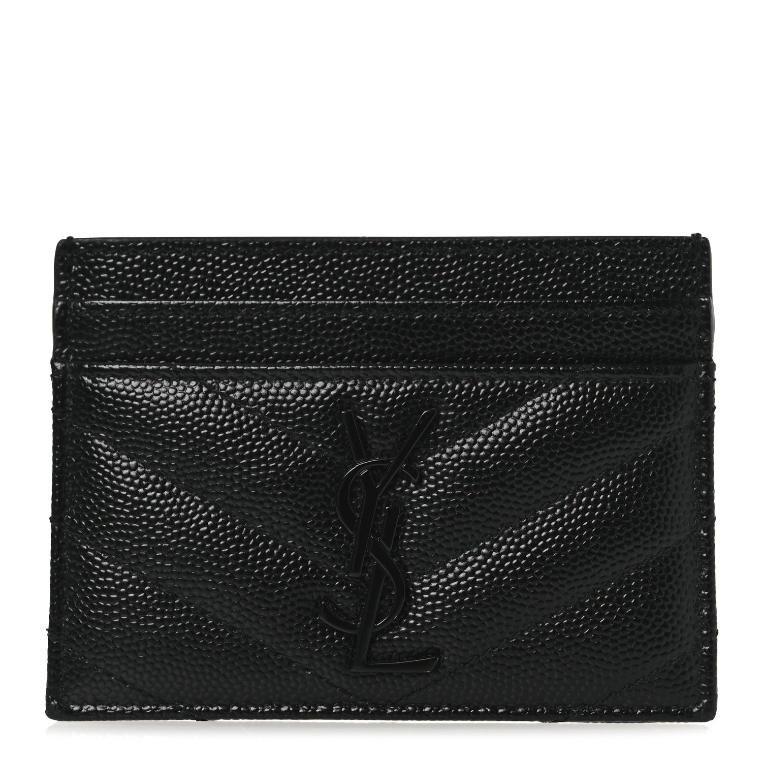 Grain De Poudre Matelasse Chevron Monochrome Monogram Credit Card Case Black
