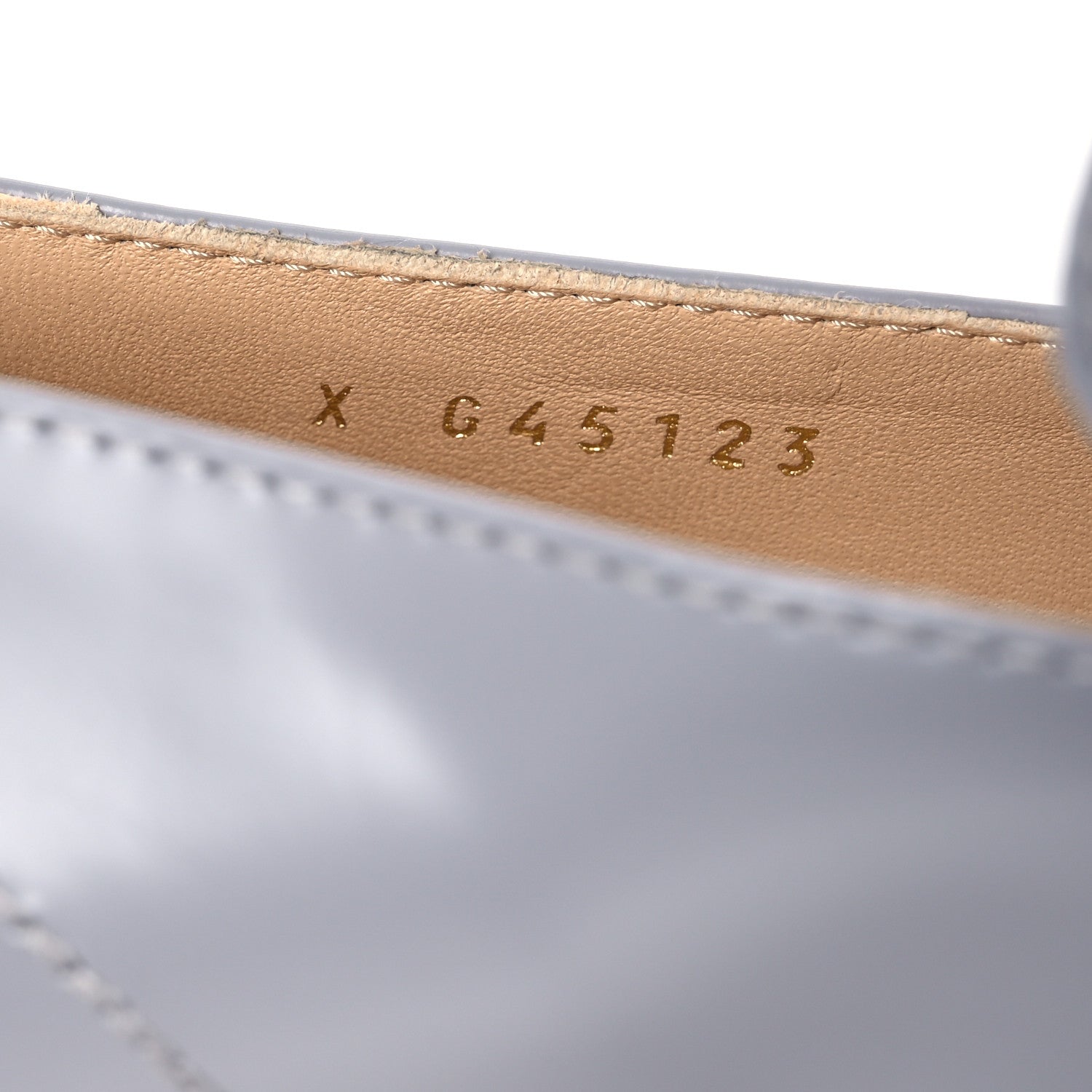 Shiny Calfskin Logo Loafers 37 Light Grey