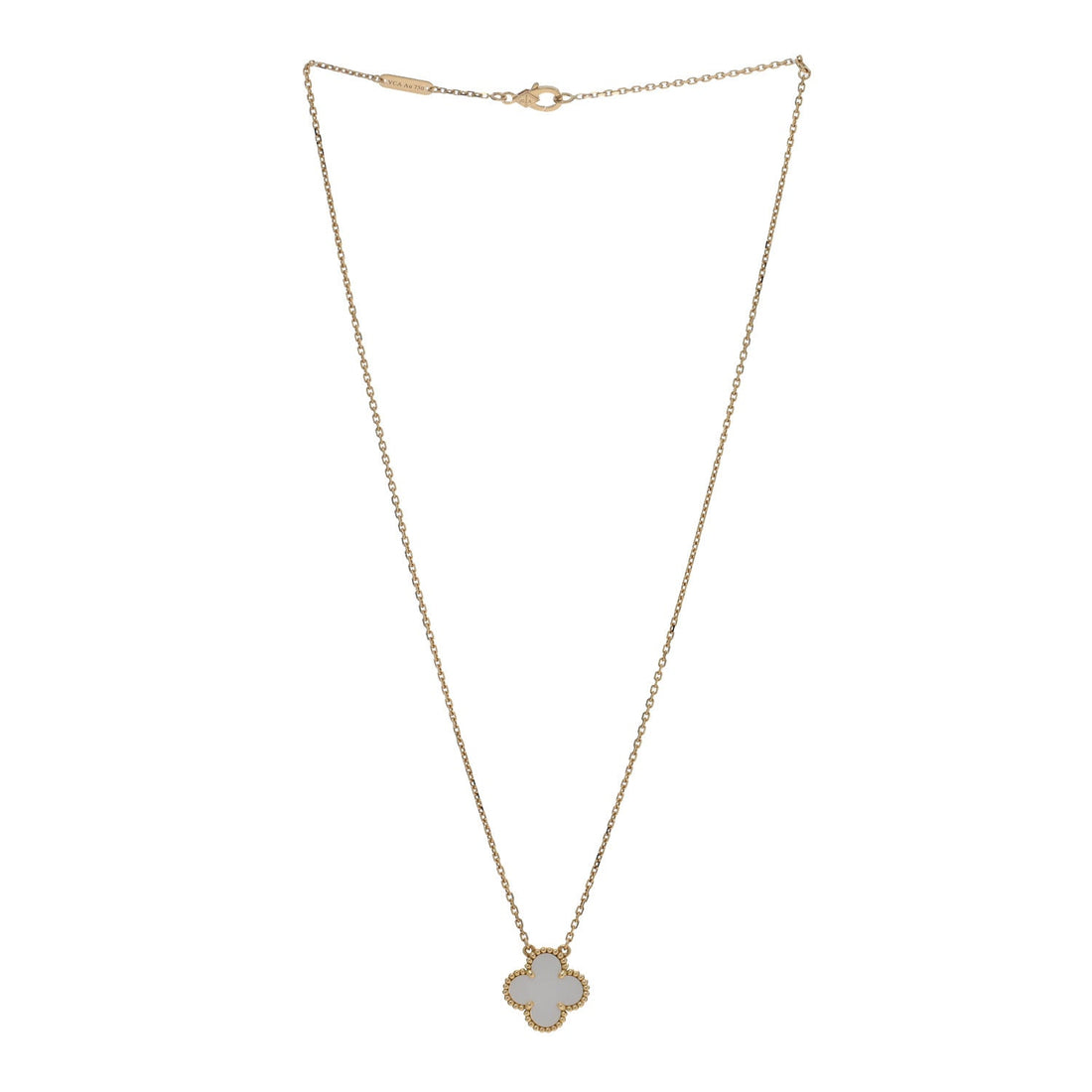 18K Yellow Gold Mother of Pearl Vintage Alhambra Pendant Necklace