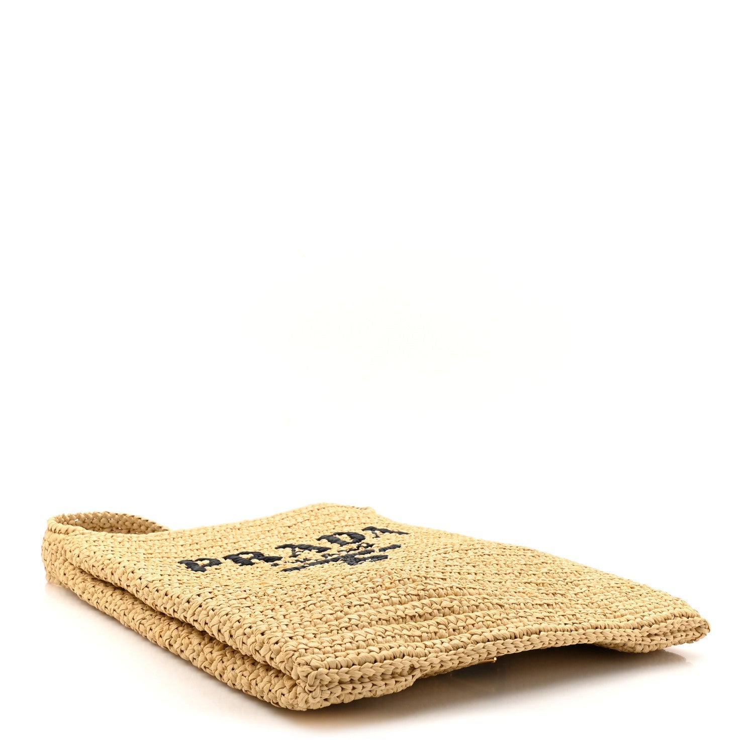 Yarn Raffia Effect Crochet Embroidered Logo Tote Messenger Bag Naturale