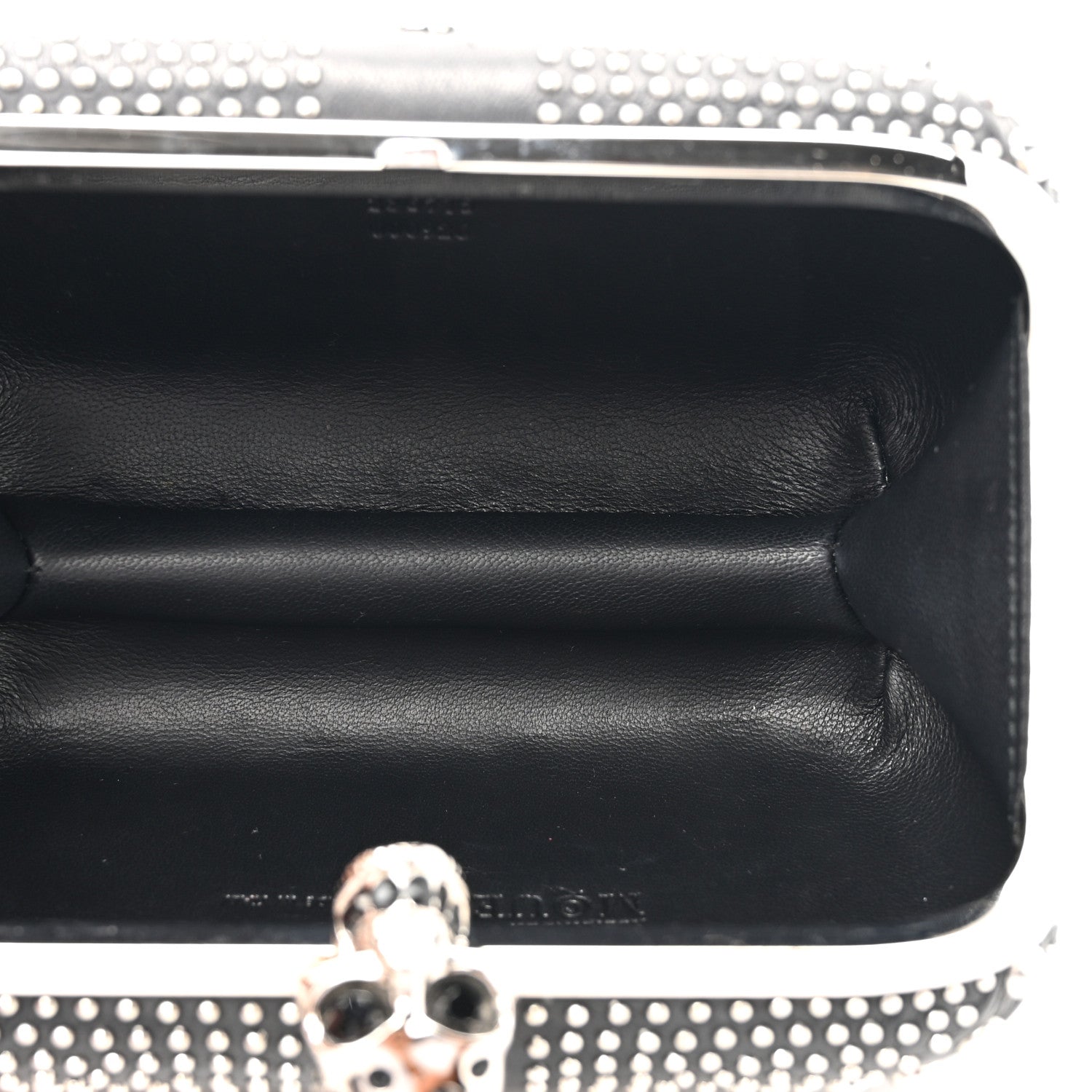 Calfskin Studded Britannia Skull Box Clutch Black