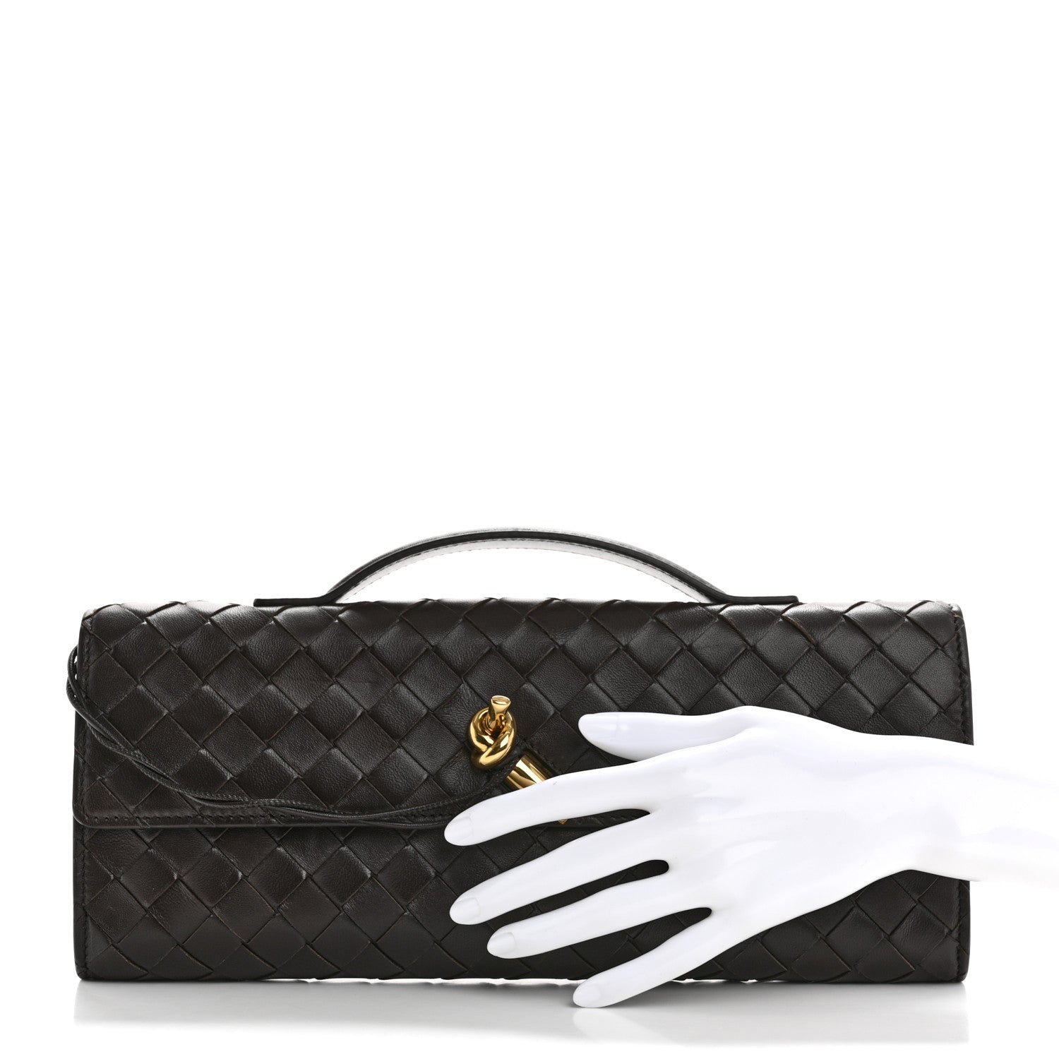 Nappa Intrecciato Long Andiamo Top Handle Clutch Fondant