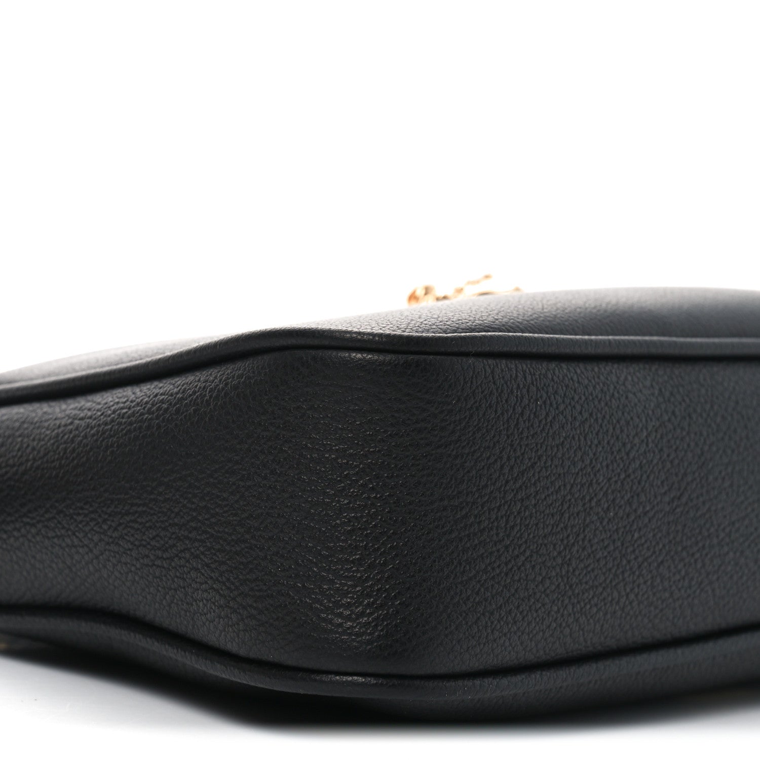 Grained Calfskin Medusa Shoulder Bag Black