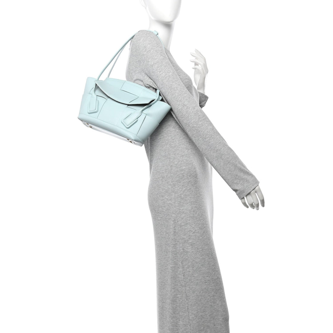 French Calfskin Maxi Intrecciato Small Arco Pale Blue