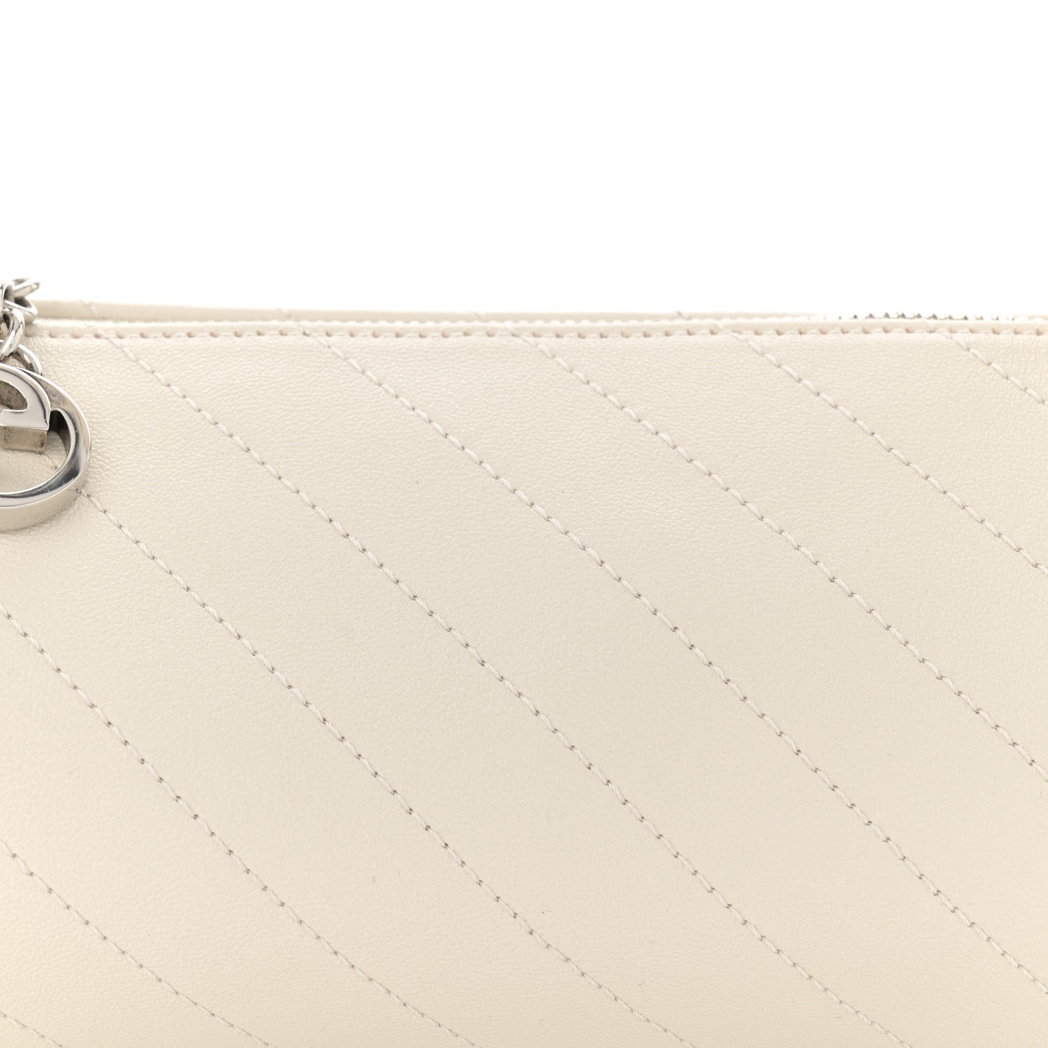 Sakai Be Green Calfskin Diagonal Stitched Mini Blondie Barrel Shoulder Bag Mystic White