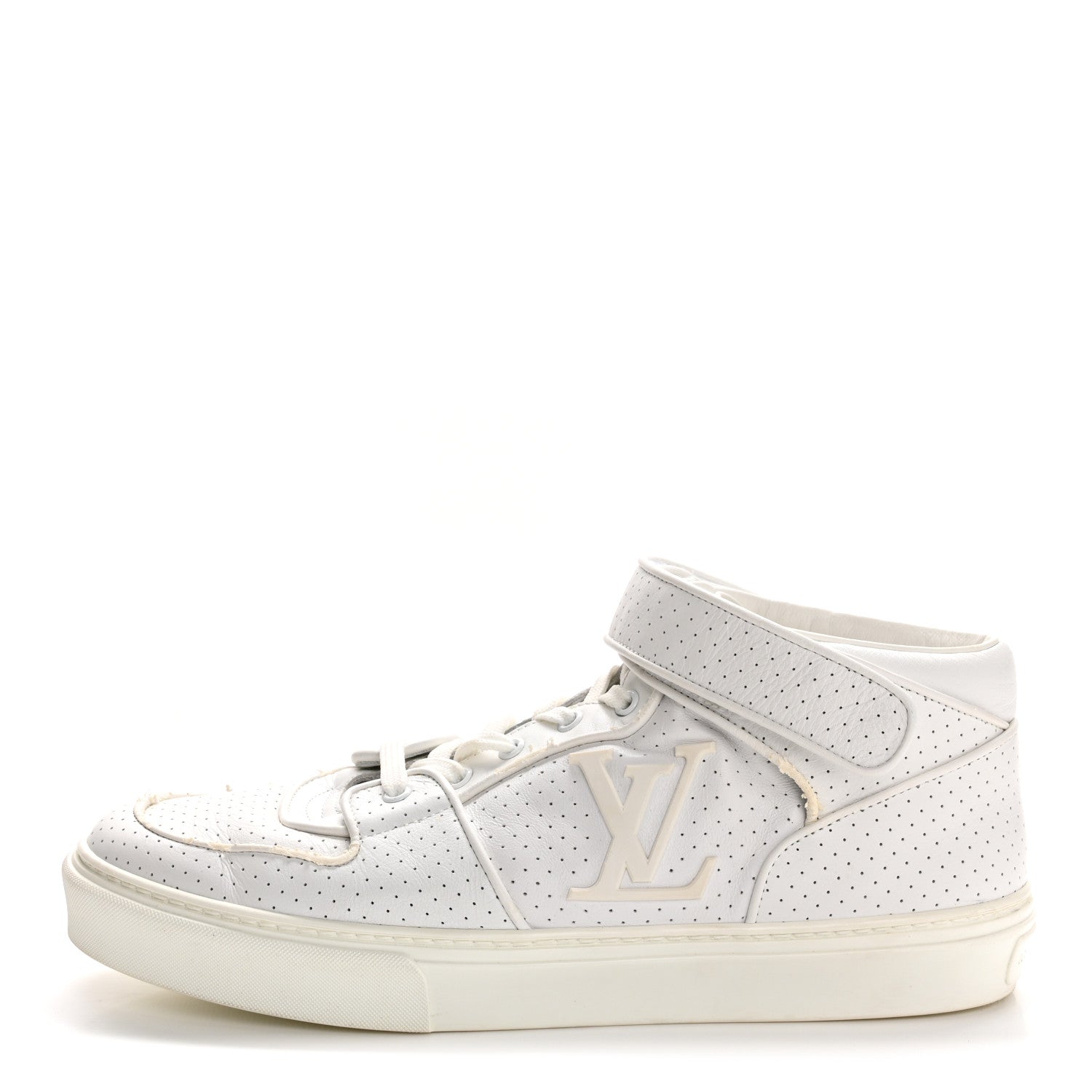 Calfskin Perforated Mens Acapulco Sneakers 8 White