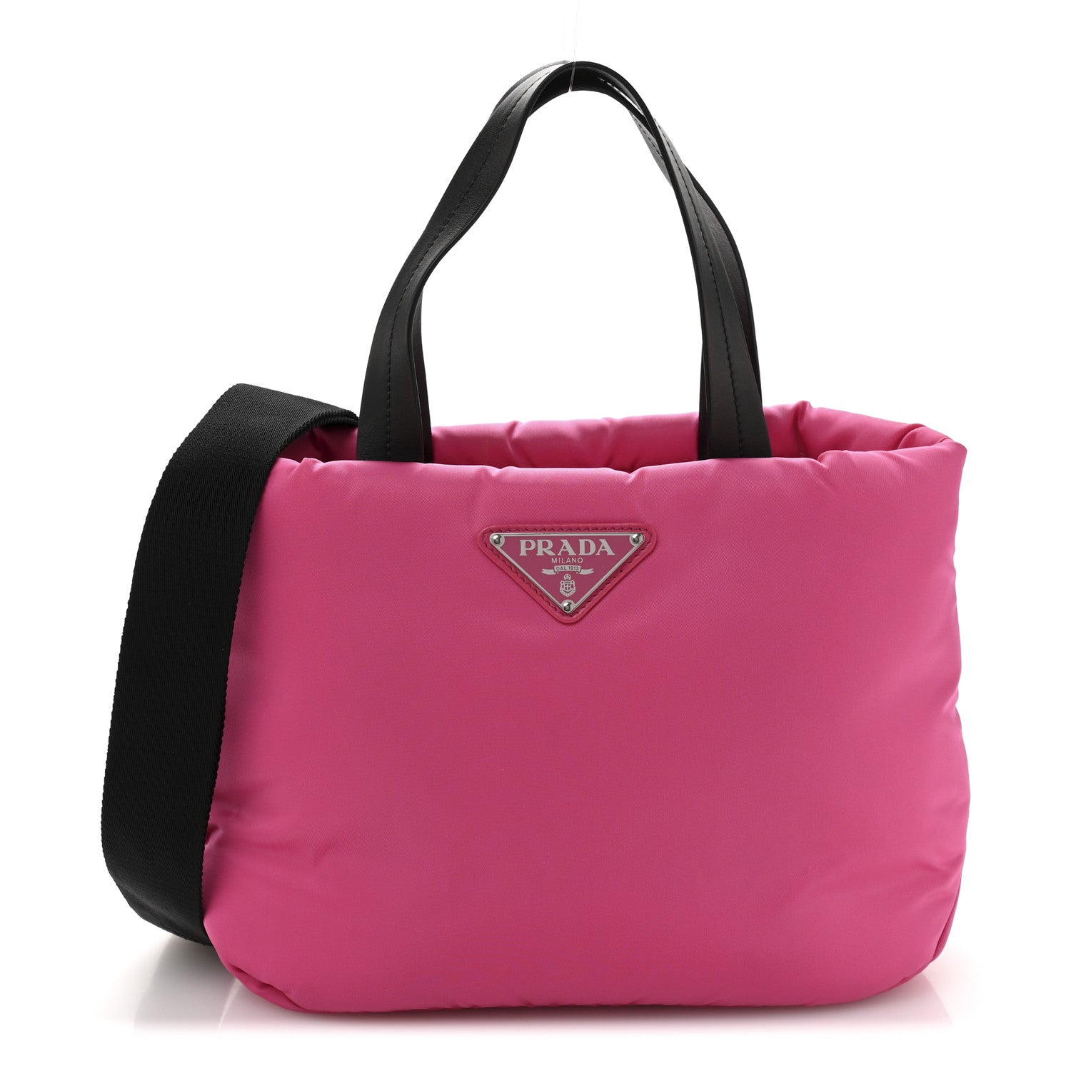 Tessuto Nylon Soft Padded Shopping Tote Fuxia