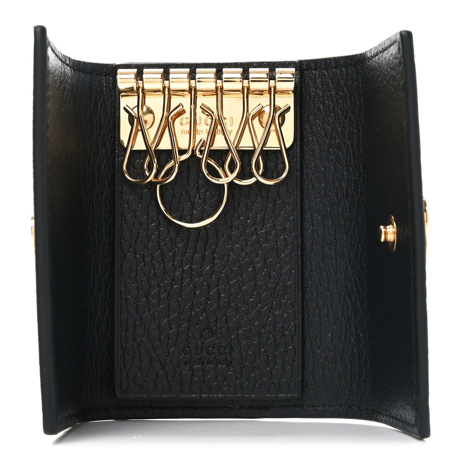 Dollar Calfskin GG Supreme Monogram GG Marmont 6 Key Holder Case Black Beige Ebony