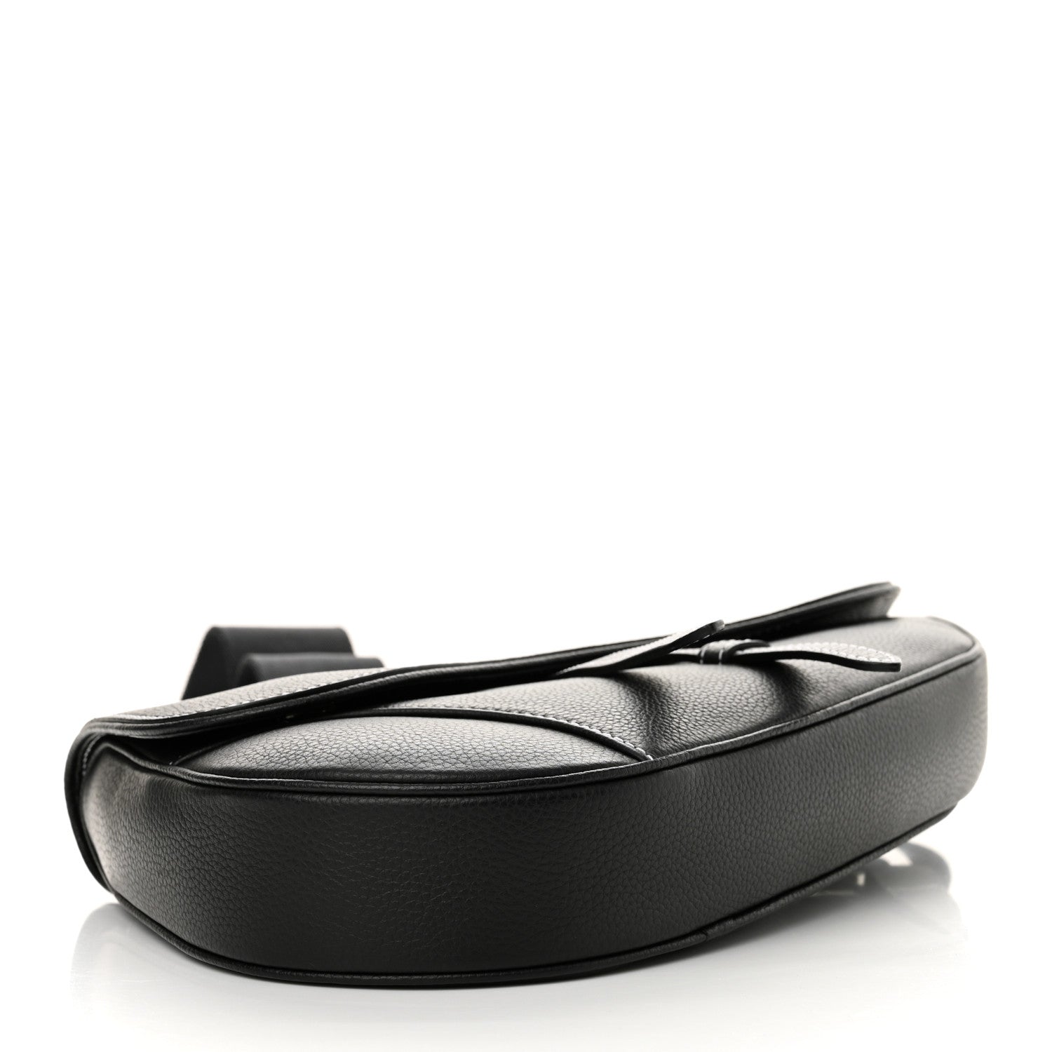 Grained Calfskin Mens Saddle Bag Black