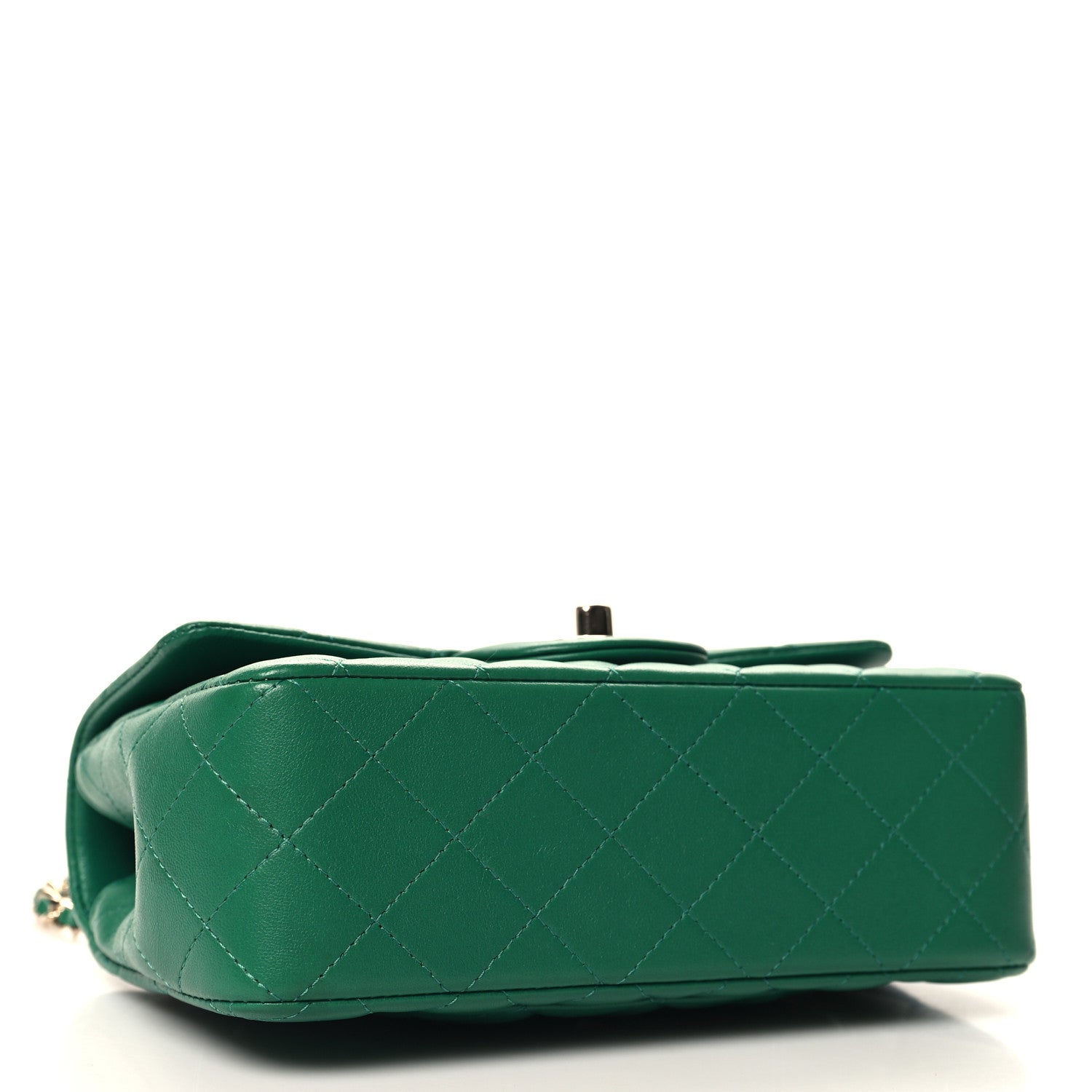 Lambskin Quilted Mini Top Handle Rectangular Flap Green
