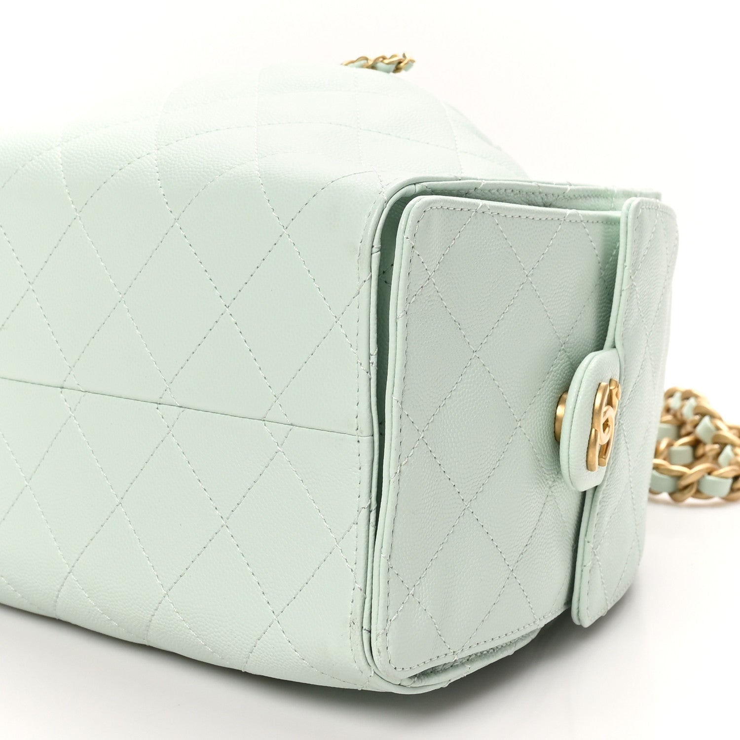 Caviar Quilted Small Chanel 25 Handbag Light Green