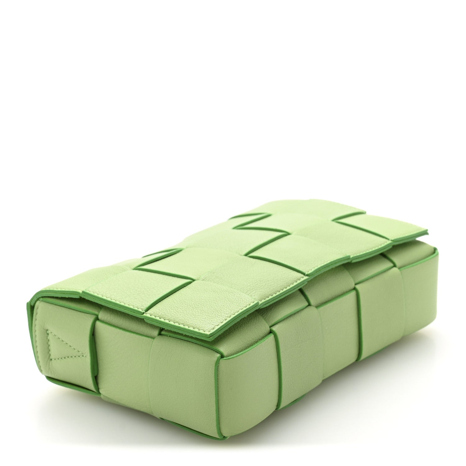 Grained Calfskin Maxi Intrecciato Cassette Crossbody Bag Pistachio