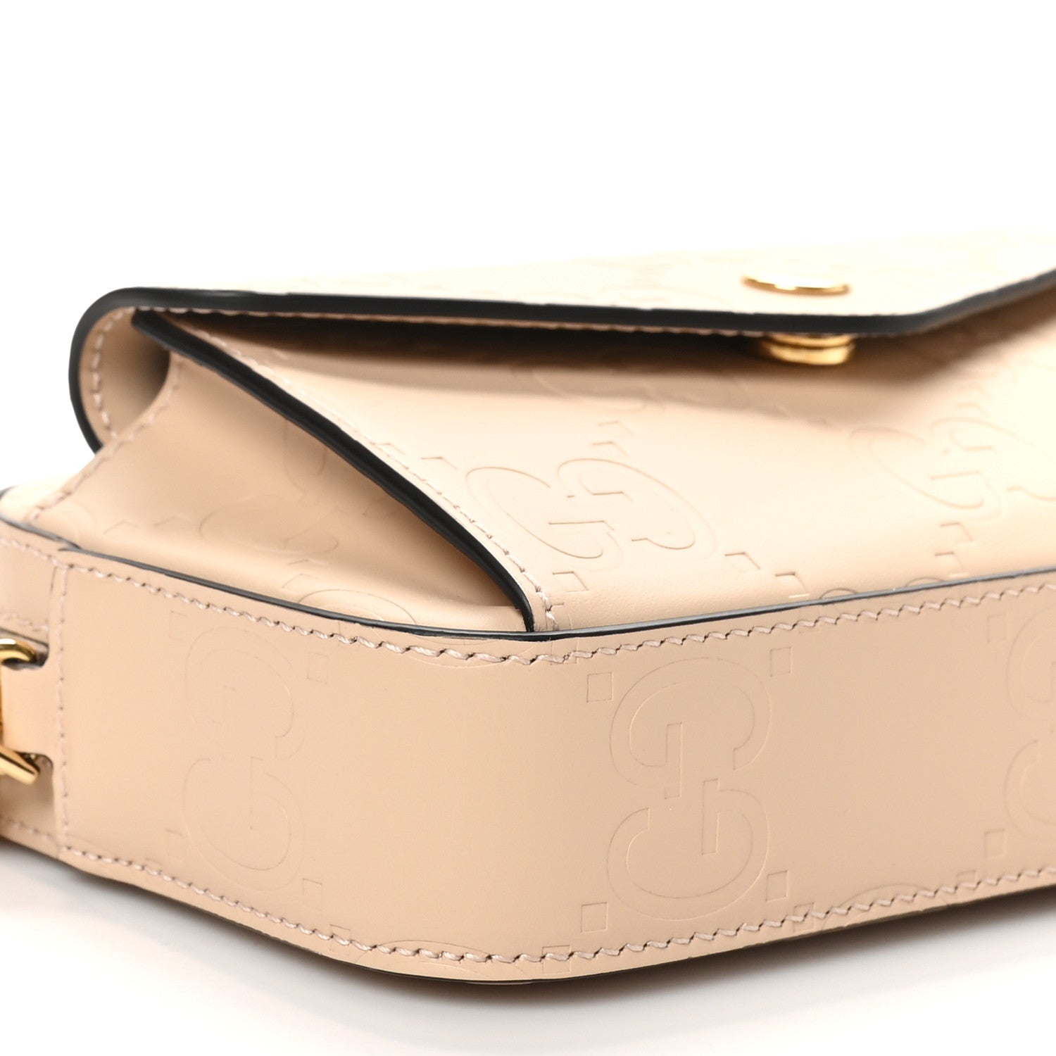 Calfskin GG Super Mini Debossed Chain Wallet Light Beige