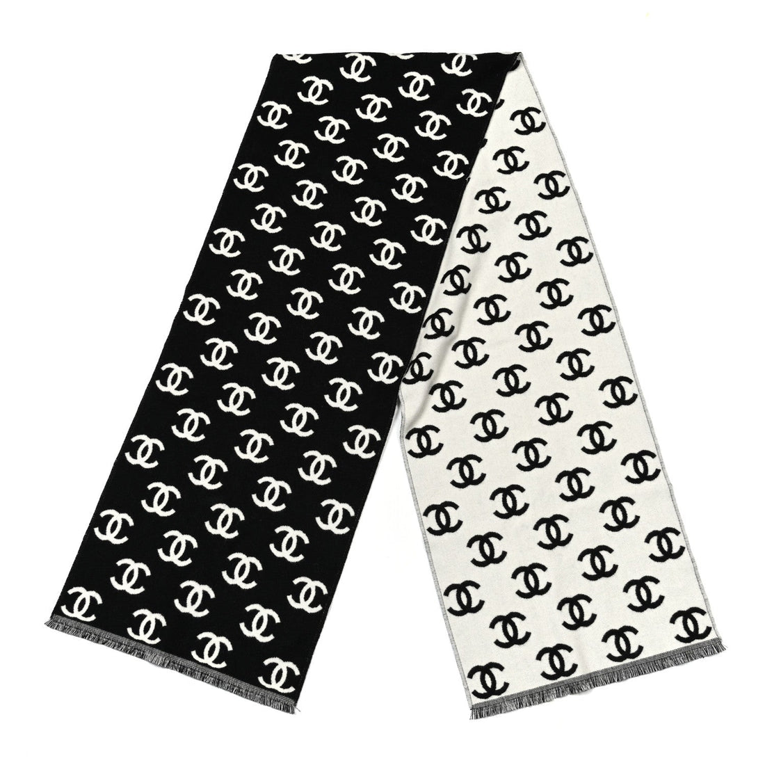 Wool Cashmere CC Scarf Black White