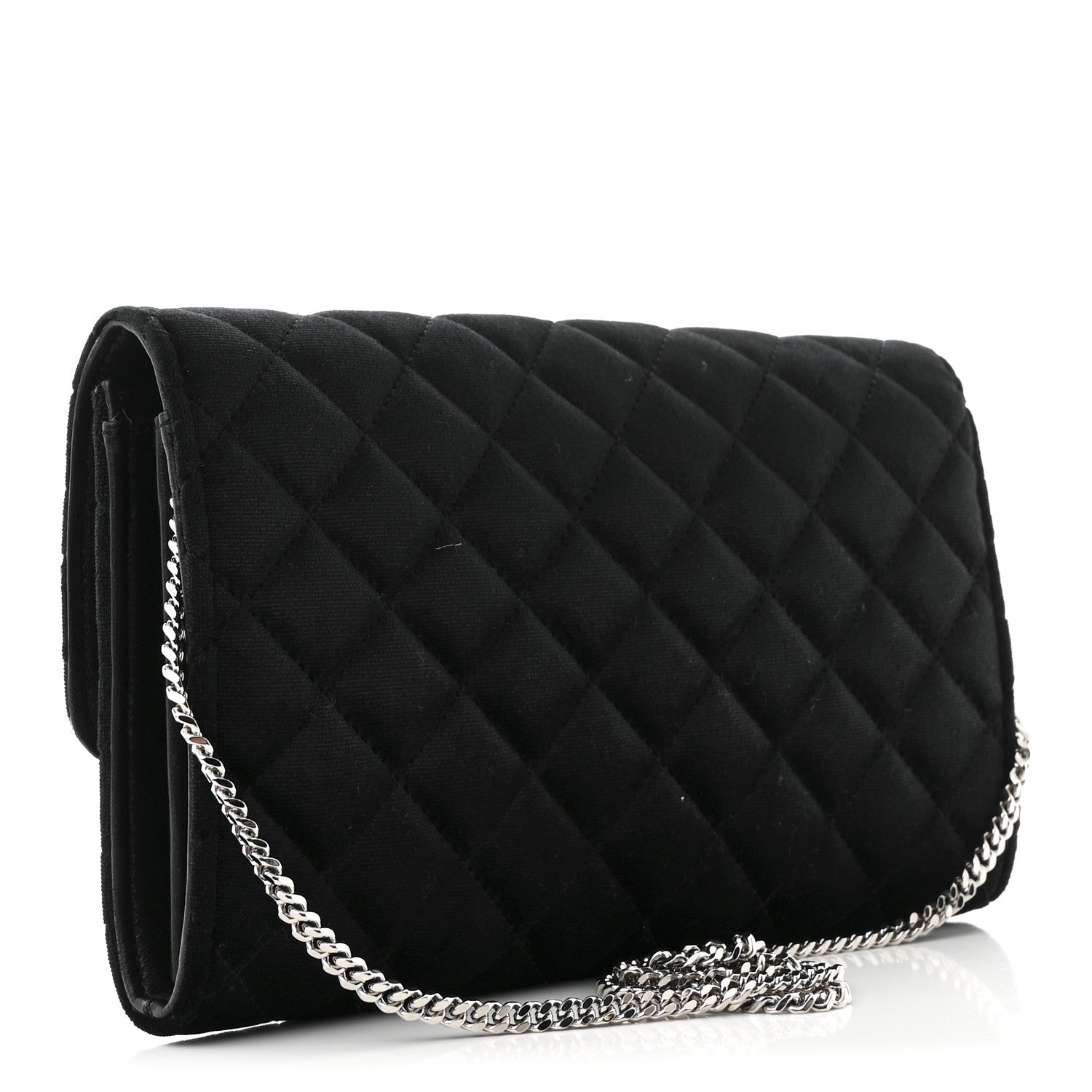 Velvet Quilted Medusa Wallet On Chain Black