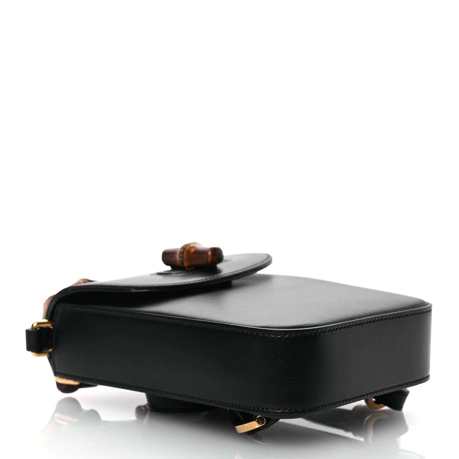 Calfskin Mini Bamboo Top Handle 3 Way Shoulder Bag Black