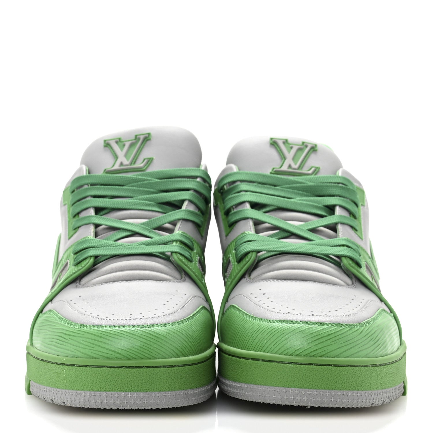 Calfskin Epi Mens LV Trainer Sneakers 11 Green Grey