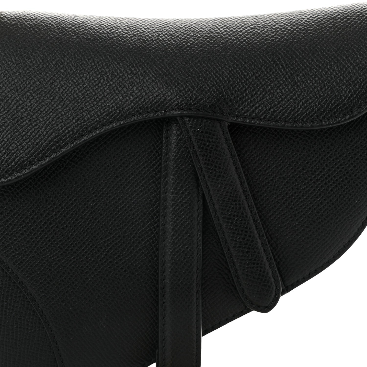 Grained Calfskin Mini Saddle Bag Black