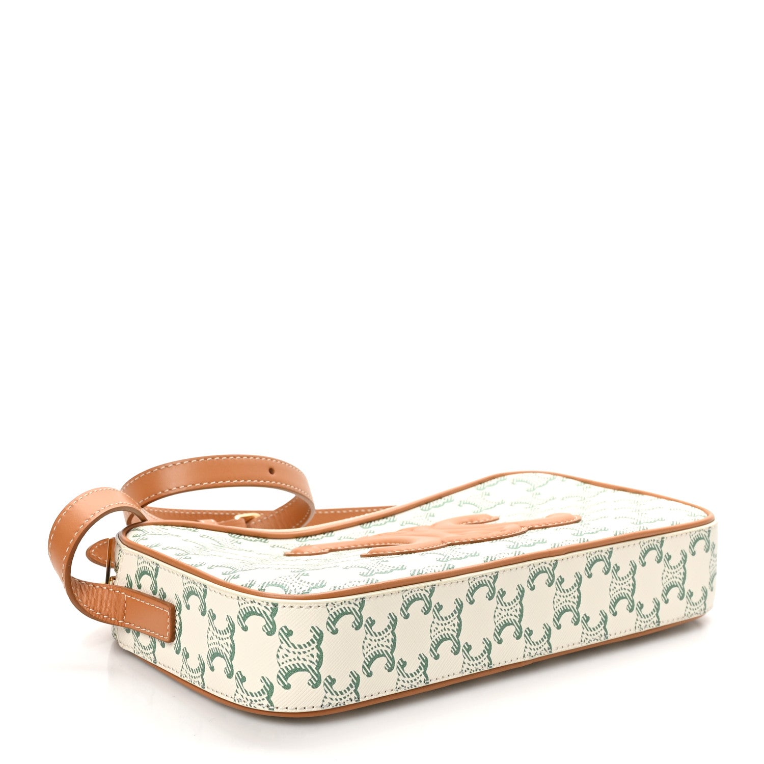 Triomphe Canvas Calfskin Camera Shoulder Bag Green