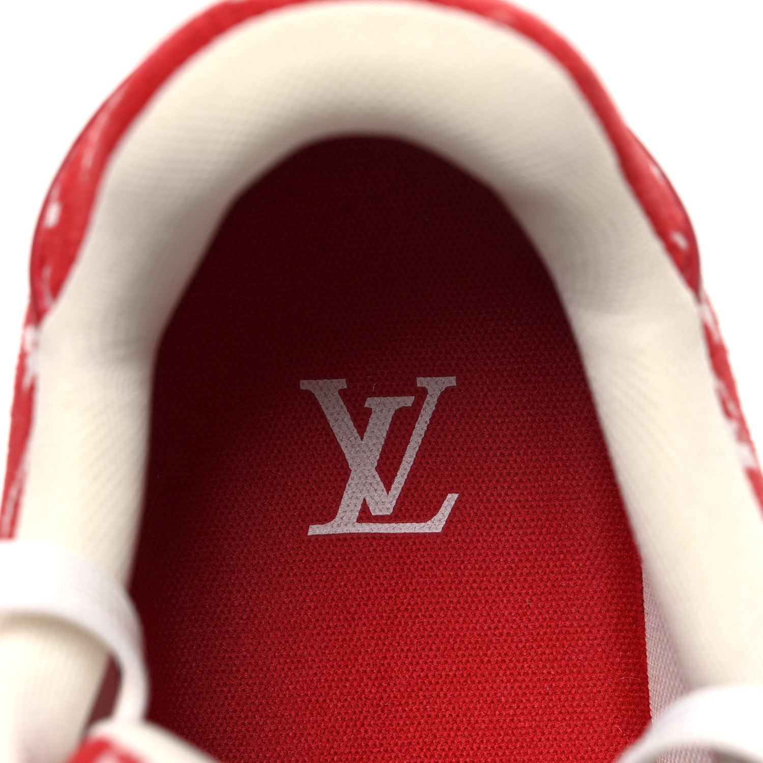 Jacquard Velvet Monogram Mens LV Trainer Sneakers 6.5 Red