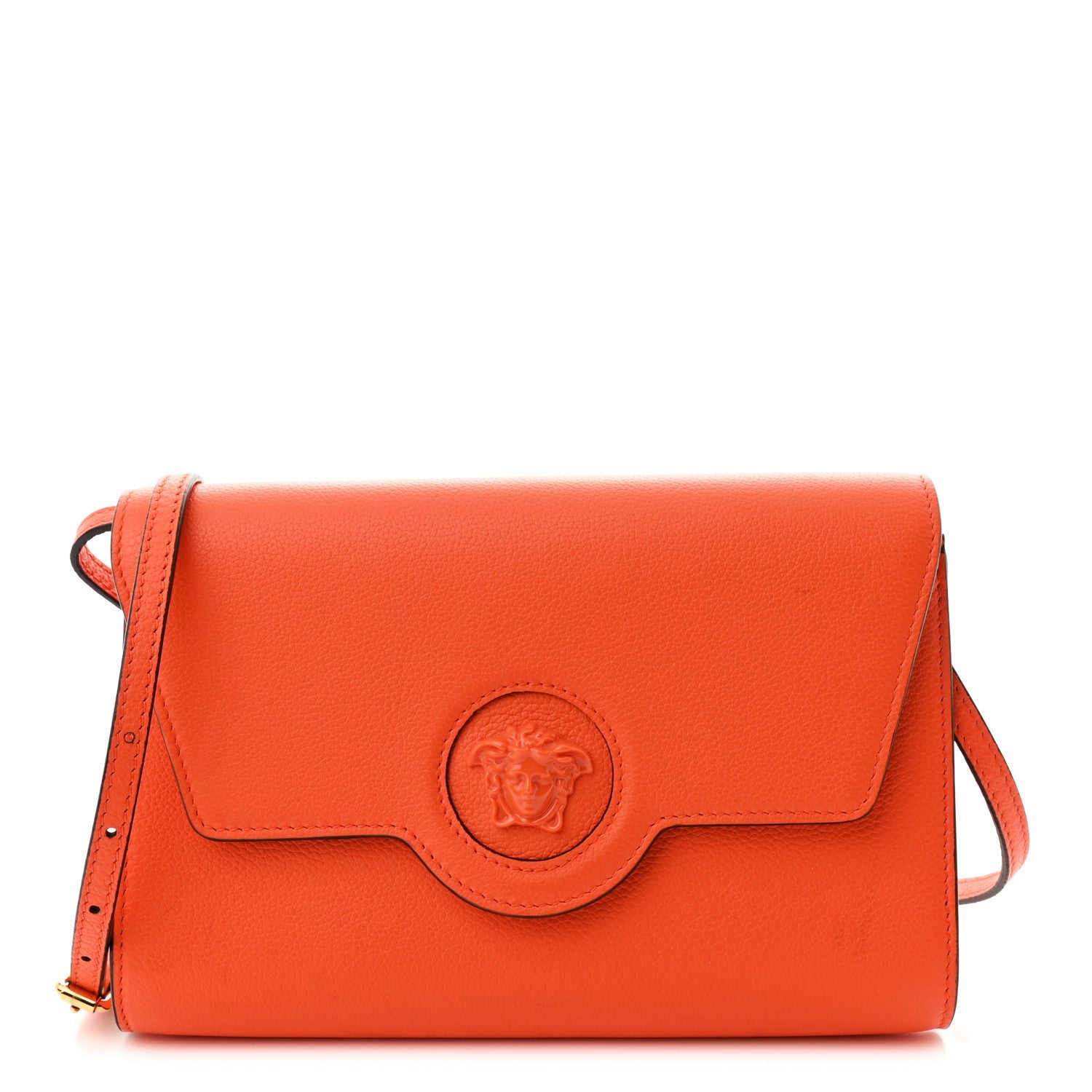 Grained Calfskin La Medusa Crossbody Bag Orange