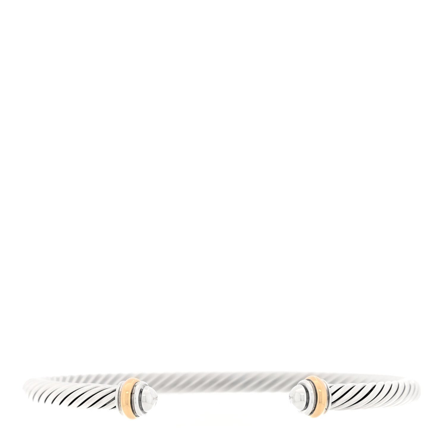 Sterling Silver 14K Yellow Gold 5mm Cable Classics Dome Bracelet