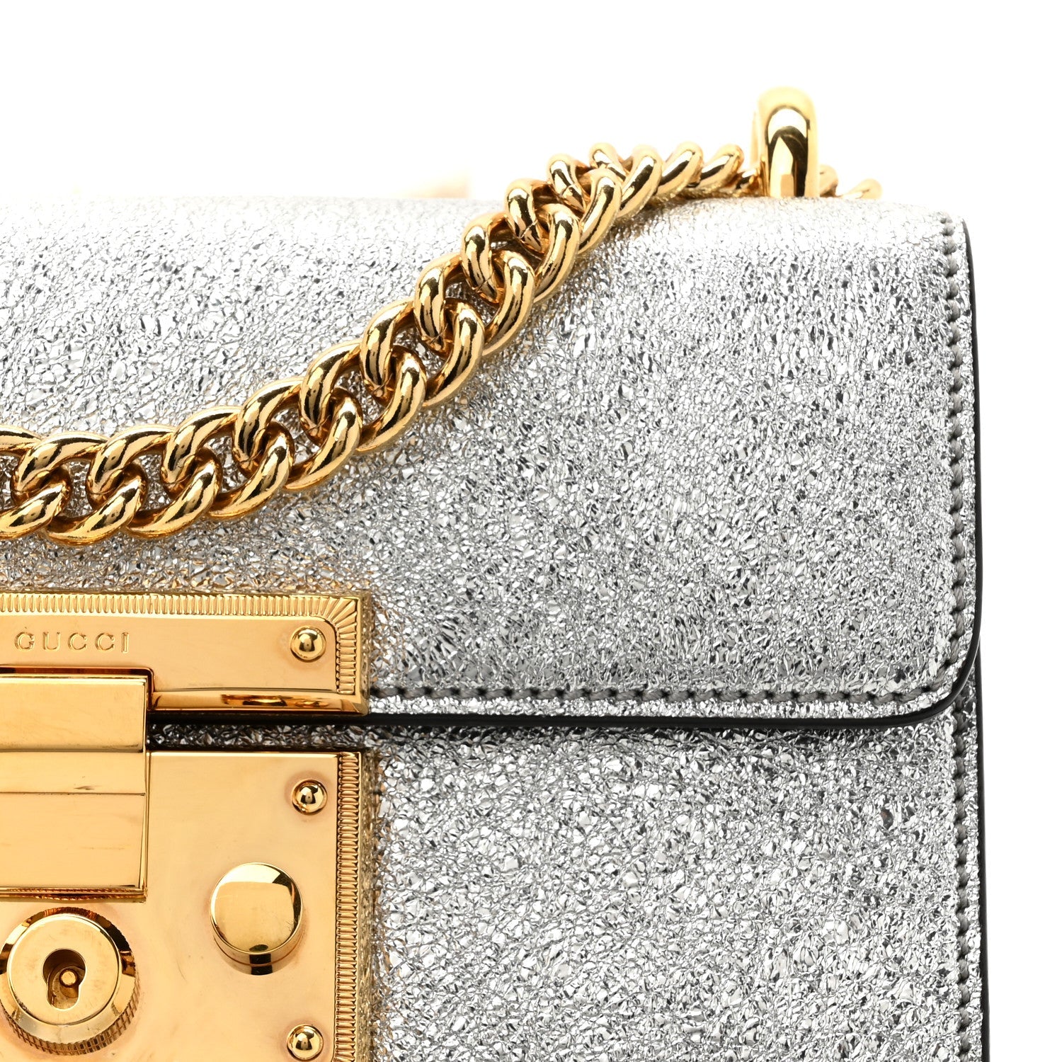 Galassia Small Padlock Shoulder Bag Argento