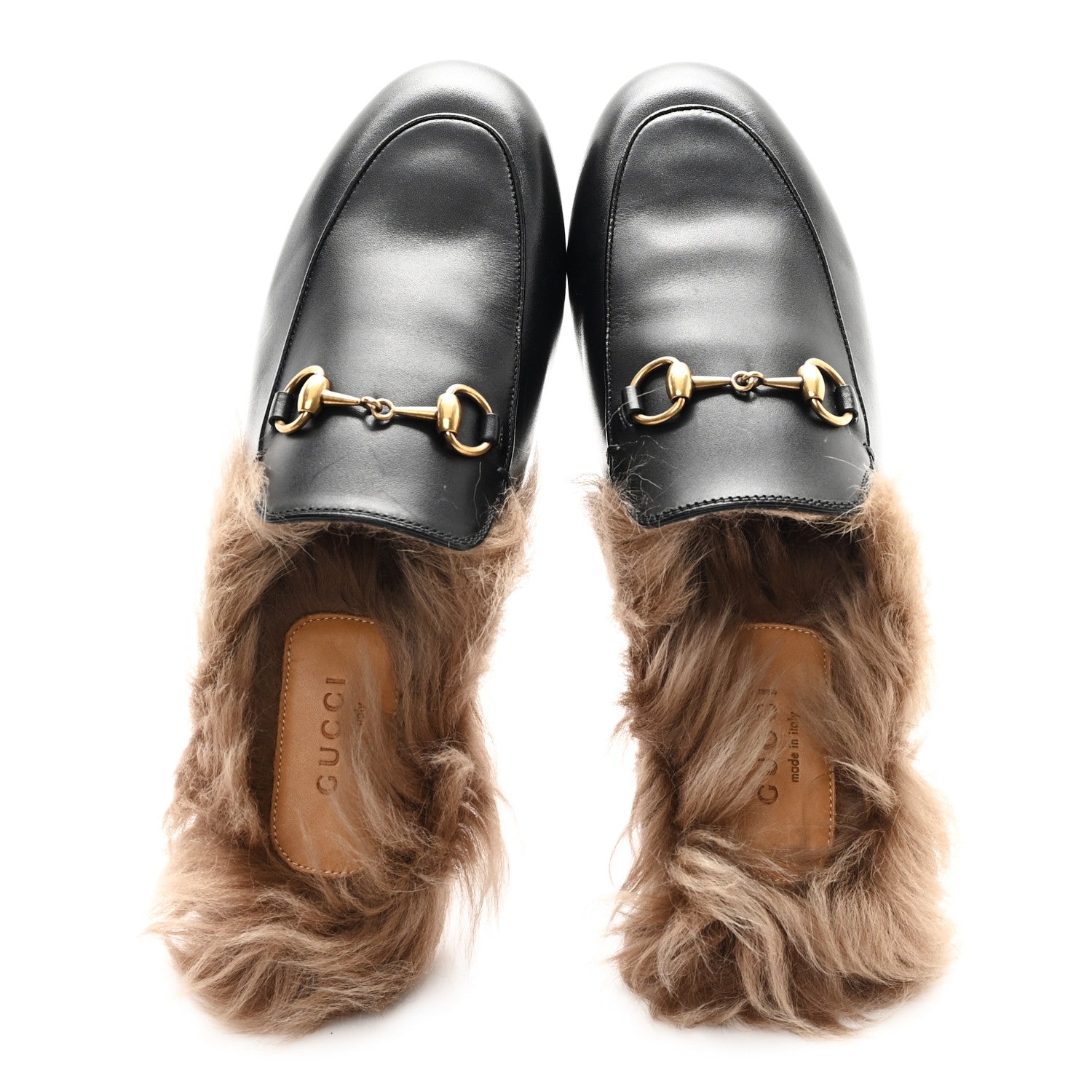 Calfskin Fur Womens Princetown Slippers 36 Black