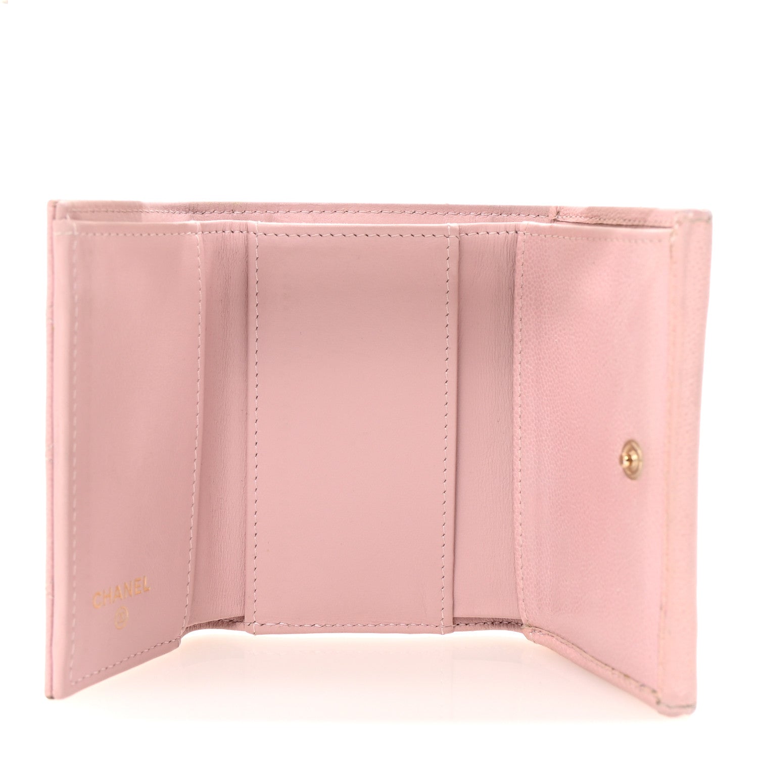 Caviar Quilted Studded CC Double Flap Wallet Light Pink