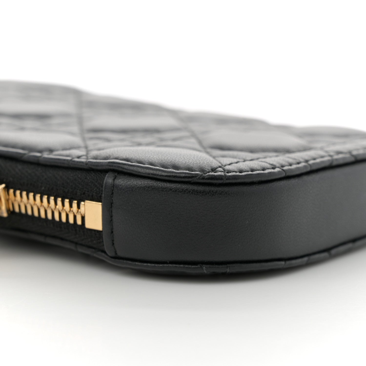 Lambskin Cannage Lady Dior Phone Holder Black