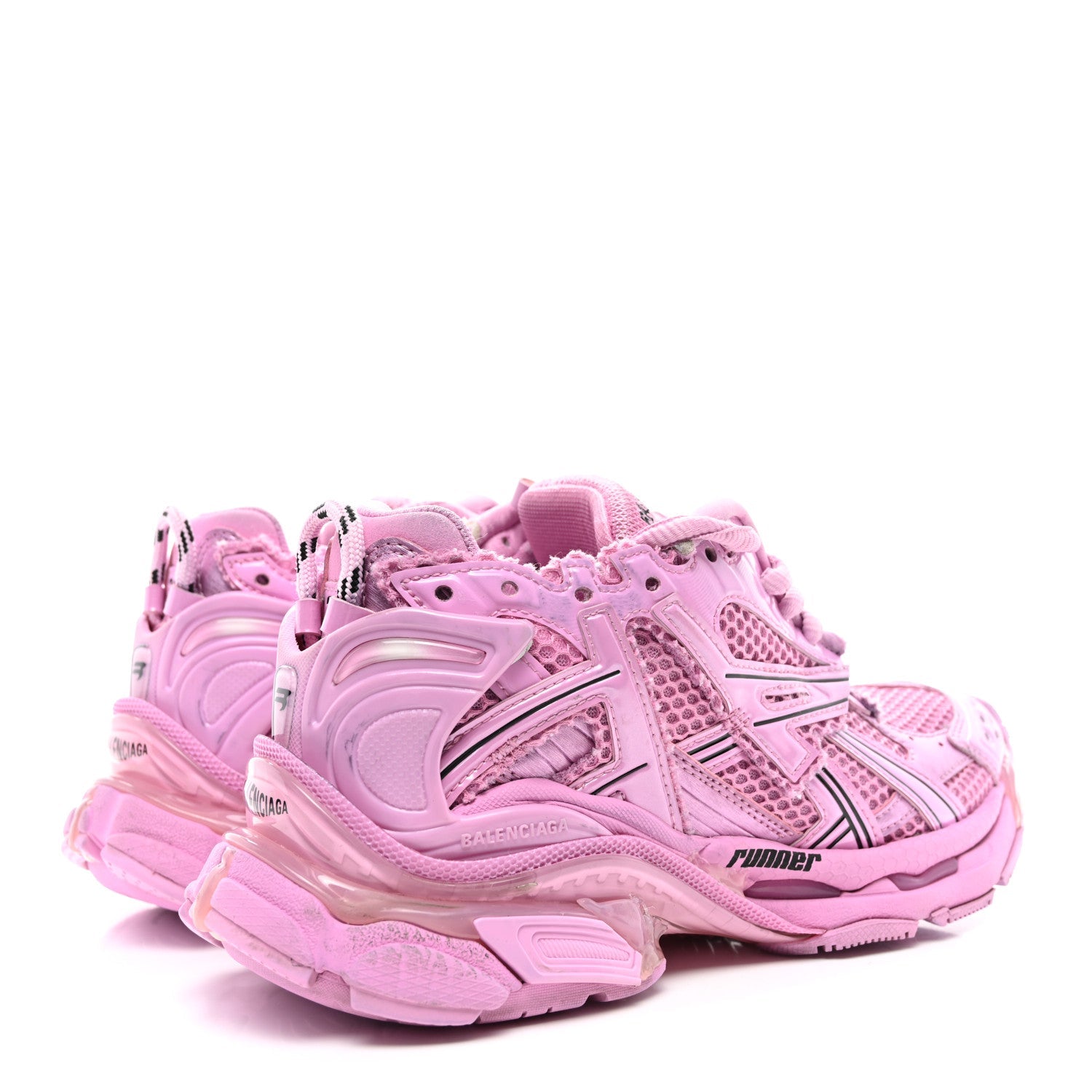 Mesh Rubber Distressed Womens Runner Sneakers 35 Pink